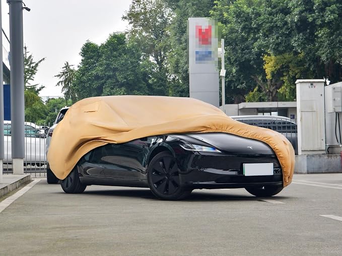 Heavy Duty Outdoor Car Cover Custom Fit for 2017-2026 Tesla Model 3, Windproof All Weather Waterproof Sun Rain UV Dust Snow Protection Outdoor Car Covers