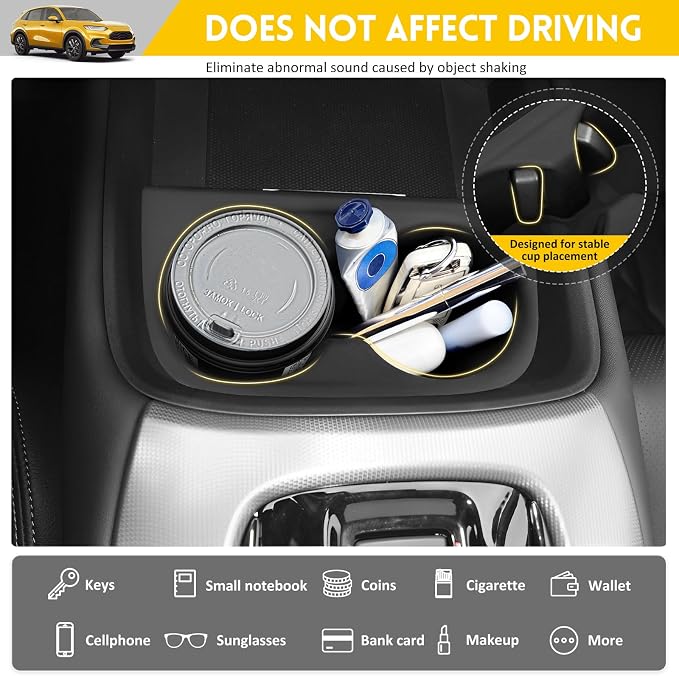 Cup Holder for 2023-2025 Honda HRV Accessories, Center Console Cup Holder Insert Cupholder Organizer Coaster Liner for 2023+ HR-V EX/EX-L/LX/SE/Sport/Touring