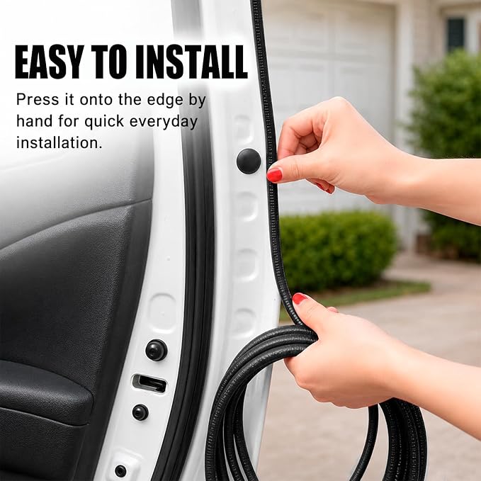 16.4 Ft Rubber Car Door Edge Guards, U Shape Edge Trim, Black | Flexible profile, cut to fit, parking ding shield, push on setup, fits most sedans SUVs trucks, automotive accessories