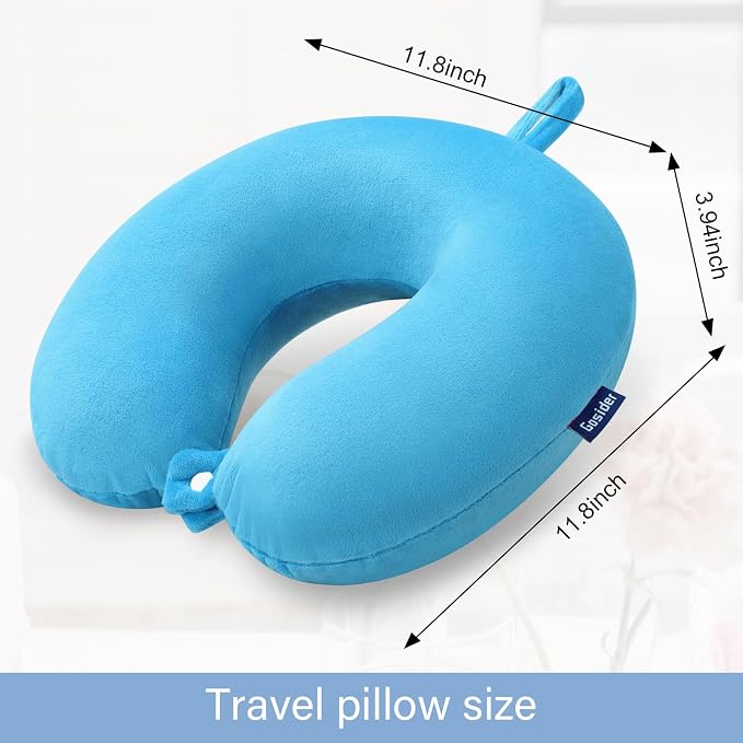 Neck Pillow for Travel Comfortable Travel Pillows U Shape Memory Foam Airplane Pillow Support Neck and Head Portable Neck Pillows Suitable for Airplane, Trains, Self-Driving Cars, Lake Blue Color