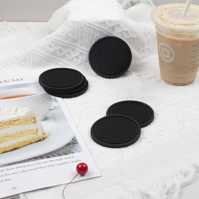Car Cup Coaster – 6PCS Universal Silicone Non-Slip Drink Holder Inserts for Car Interior – Decorative Anti-Spill Coaster Set for Auto, Home, Office Use
