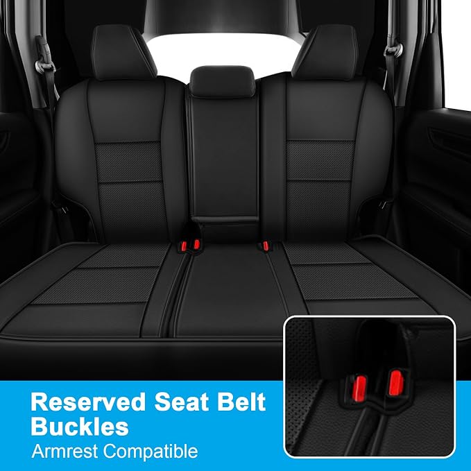 AOMSAZTO Custom Fit Seat Cover for Honda HRV 2016-2018 EX EX-L&2016-2022 LX | Full Set Faux Leather HR-V Car Seat Protector Black