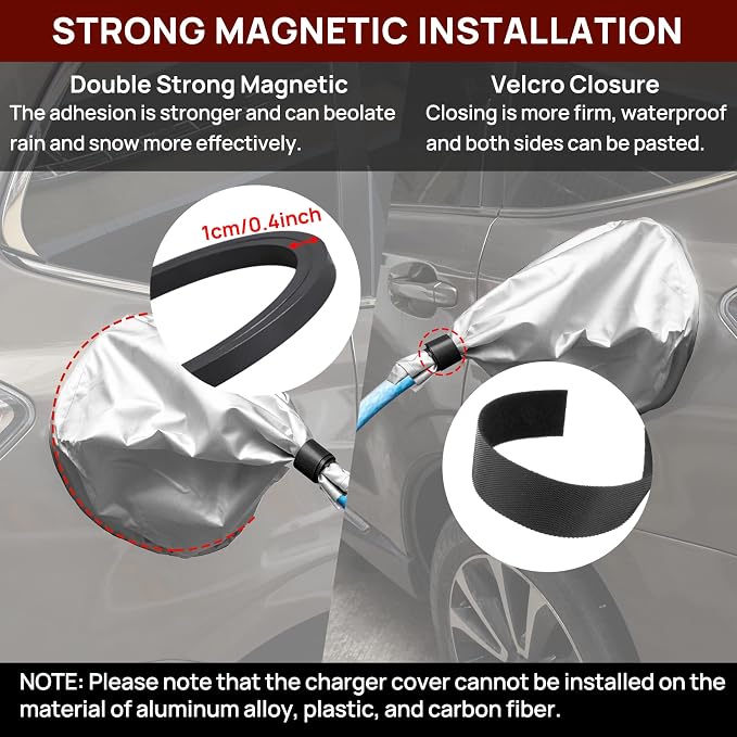 Electric Car Charger Cover, Magnetic Adhesion EV Charger Plug Cover for Most Electric Cars Outdoor Waterproof Sun UV Rain Snow All Weather Protection Electric Car Charging Port Plug Cover (Silver) | Ev cable cover, outdoor waterproof sun uv rain snow, ...