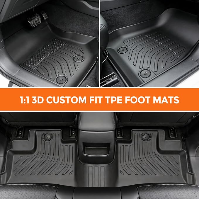 Floor Mats for Jeep Wrangler JK Unlimited 4 Door 2014-2017 | (Not for JL, 4XE or 2 Door), Custom Fit Heavy Duty TPE All Weather Protection, Waterproof Non-Slip Black (Two-Row Floor Mats)