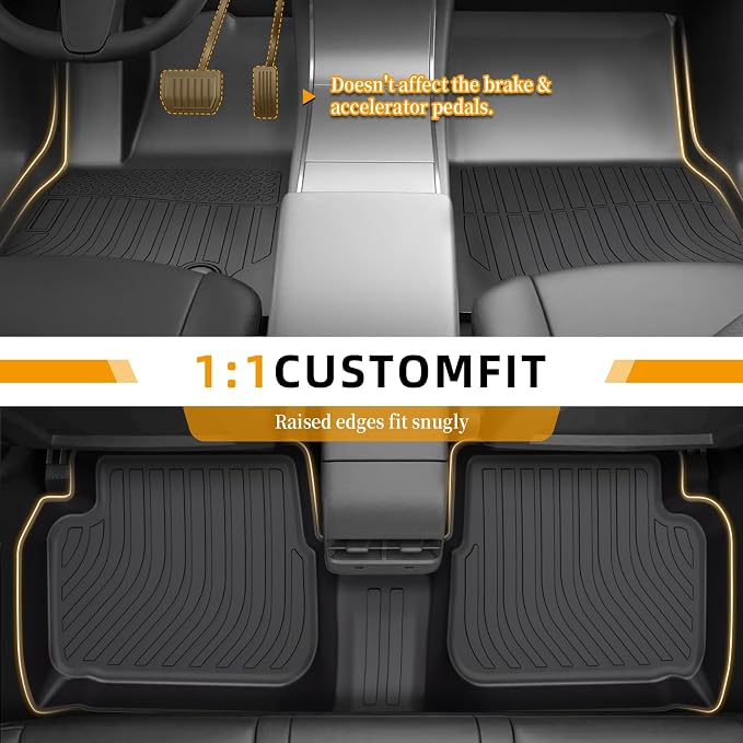 Floor Mats for Toyota Corolla 2003-2008(NOT for with Rear Seat Vents) | 2007 Corolla Floor Mats, Custom Fit TPE Corolla Mats Accessories, 1st & 2nd Rows All Weather Protection