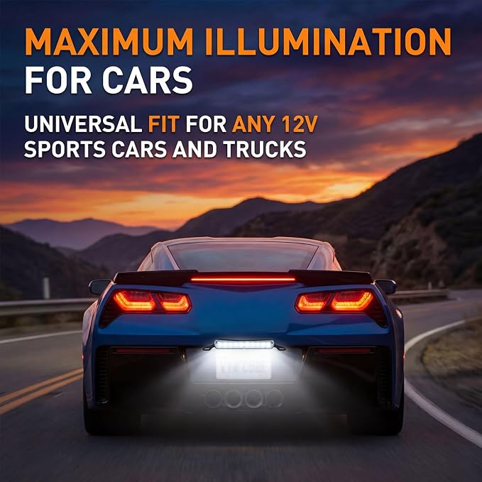 ANKIA Universal 12 LED License Plate Light Running Lamp Reverse Lights Tail Light Assembly for Car Trailer UTV ATV Truck RV Boat(White Light)