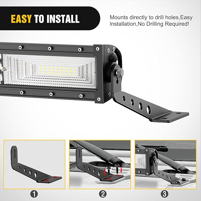 Nilight 2PCS Hood Straight Light Brackets 32 Inch LED Light Bar 2018 2019 2020 2021 2022 2023 2024 2025 2026 Wrangler JL JLU Gladiator JT