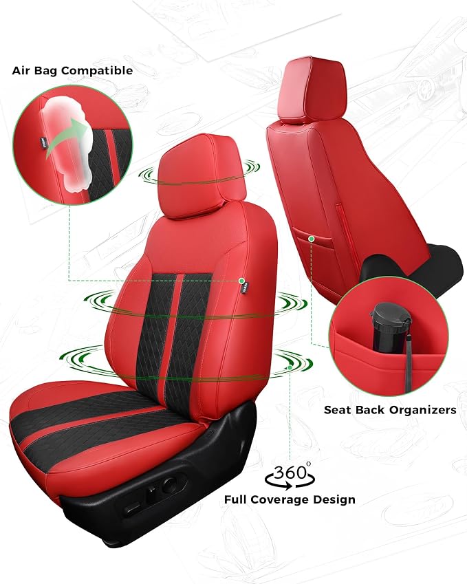 Custom Leather Seat Covers for 2019-2026 Sierra/Silverado 1500 | Only Crew Cab, Fits 2500/3500HD 2020-2026, no Rear Armrest/Seatback Storage, Waterproof, Scratch-resistant, Easy-clean