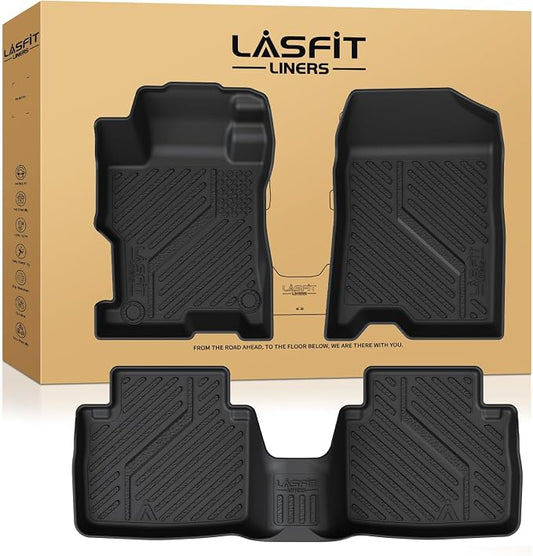 LASFIT Floor Mats for Honda Accord Sedan 2008-2012, All Weather Waterproof Anti-Slip Odorless Custom Fit TPE Floor Liners 1st & 2nd Row, Black (Not for Coupe)