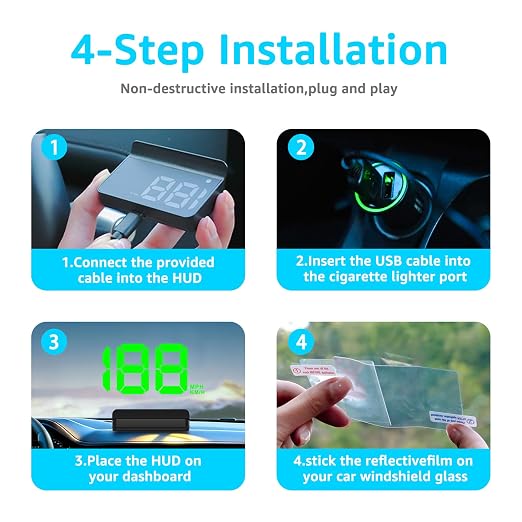 Heads up Display for Cars,Car HUD,Head up Display for Car,Digital GPS HUD Speedometer,USB Cable Plug and Play,Automatic Brightness Adjustment,Large Font Display