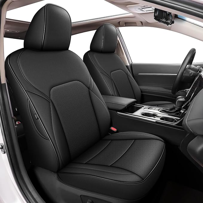 AOMSAZTO Custom Fit Seat Covers for Toyota Camry 2025 2026 LE SE Waterproof Truck Seat Cushion Protectors, Full Set Faux Leather (Black,Camry LE SE)