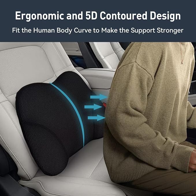 Make Relaxing Lumbar Support Pillow, Back Pillow for Lower Back Pain Relief | 100% Memory Foam Lumbar Pillow with Breathable Removable Cover - Improve Sitting Posture & Back Pain Relief Suport Pillow
