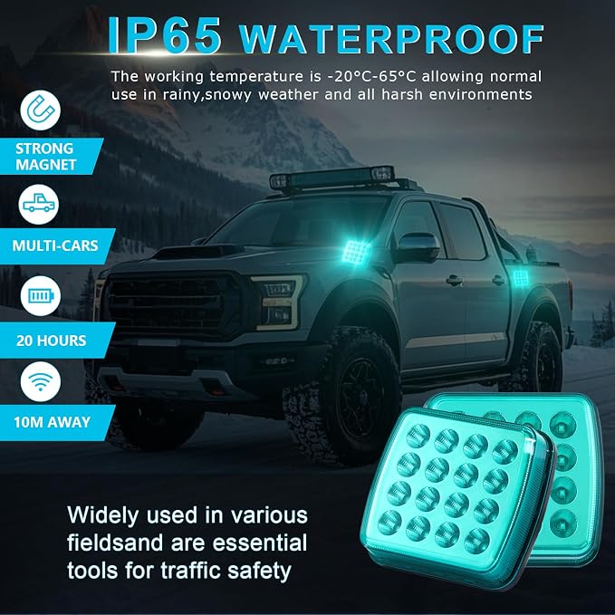 Wireless LED Road Flares, Magnetic Rechargeable Emergency Strobe Warning Lights for Vehicles