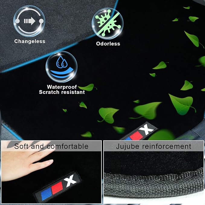 Fit for BMW X3 2018 2019 2020 2021 2022 2023 2024 Luminous Wool Carpet Car Floor Mats - Custom Fit, Anti-Slip, All-Weather with Logo