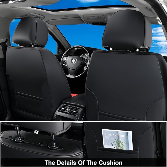 Coverado Car Seat Covers, Seat Covers for Cars, Waterproof Leather Auto Seat Protectors, Leather Car Seat Cushion, Car Interiors Accessories Universal Fit for Most Cars