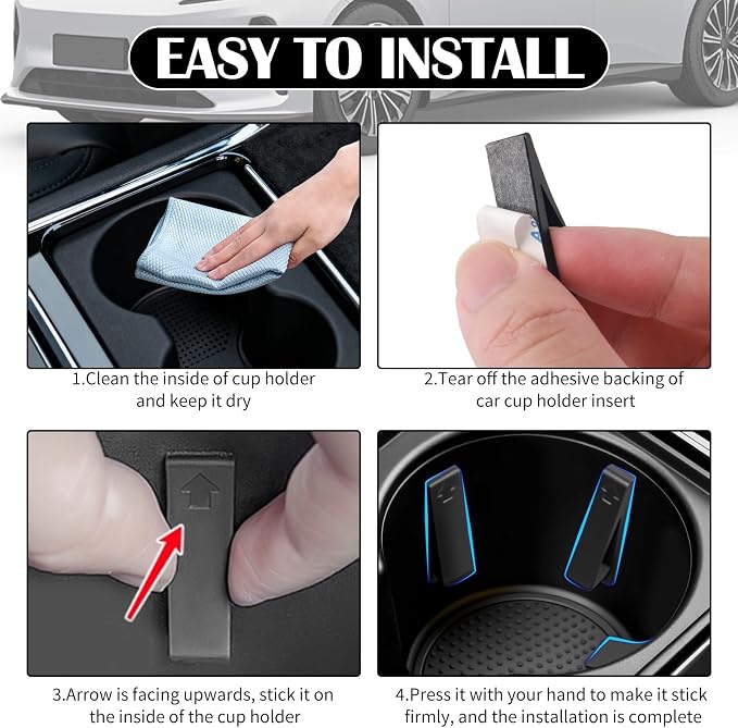 6PCS Car Cup Holder Insert Silicone,Anti-Shake Curve Car Coasters Cupholder Stabilizer for Holding Cups/Bottles,Universal Self-Adhesive Cupholder Insert for Cars/SUVs/Trucks