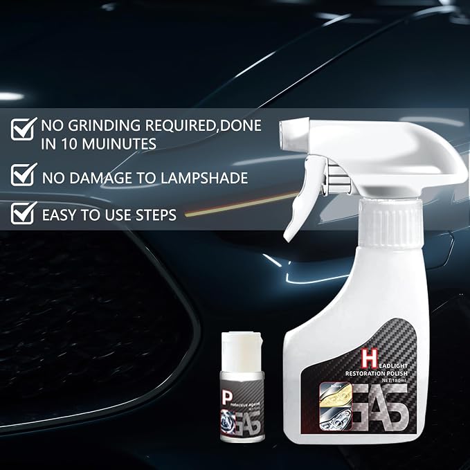 Headlight Restoration Kit, Automotive Headlight Cleaner Polishing Kits, Headlamp Repair Polisher Cleaning Kits Ceramic Coating Spray Head Light Restoring Kit for All Vehicle Types