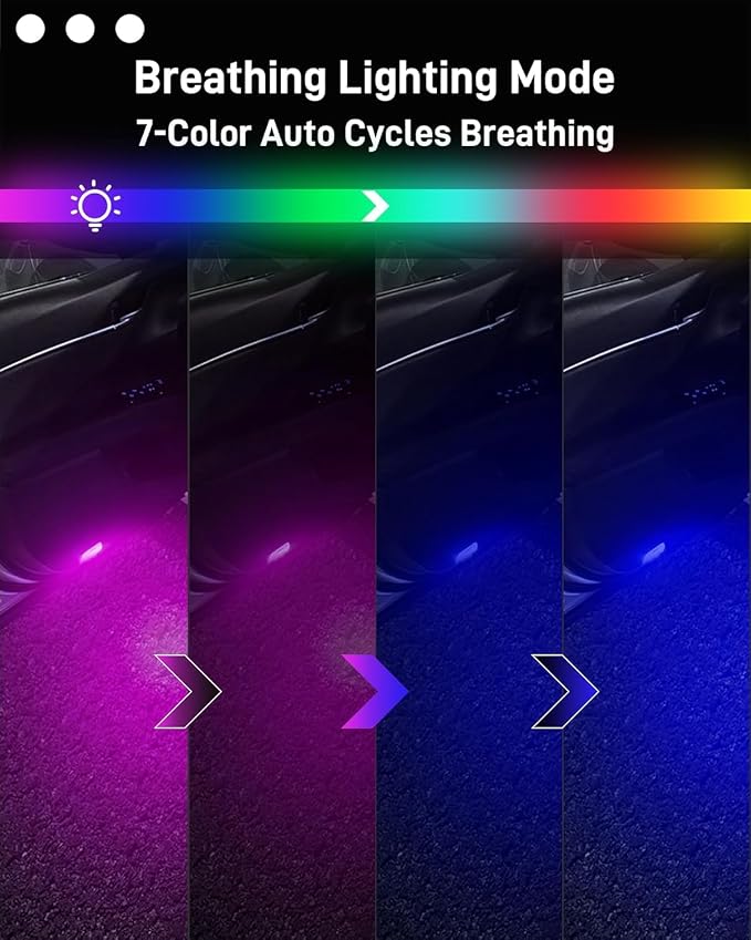 7 Color Car Door Welcome Lights,RGB Gradient Car Puddle Light Courtesy Lamp Compatible with A3 A4L A6L A7 A8 Q3 Q5 Q5L Q7 Q8 E-tron Car Series, 2Pack
