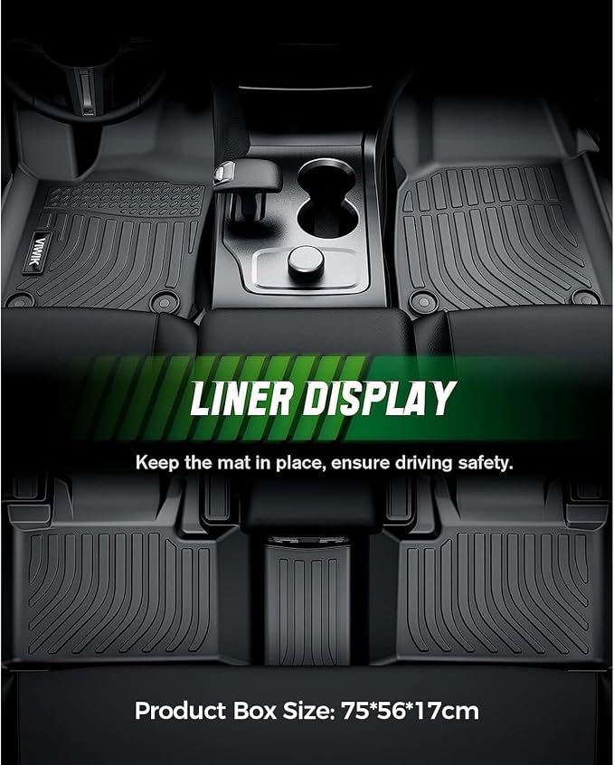 VIWIK Floor Mats Compatible for 2013-2018 Ram 1500/2500/ 3500 Crew Cab, 2019-2024 Ram 1500 Classic Crew Cab, Automotive Car Floor Mats All Weather Custom Floor Liners TPE Black