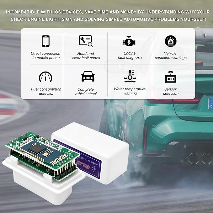 2 PCS ELM327 OBDII Car Auto Diagnostic Scanner, Professional Mini Bluetooth Scan Tool Engine Fault Code Reader, Wireless Failure Detector Interface Adapter for Most OBD II Vehicles (White)