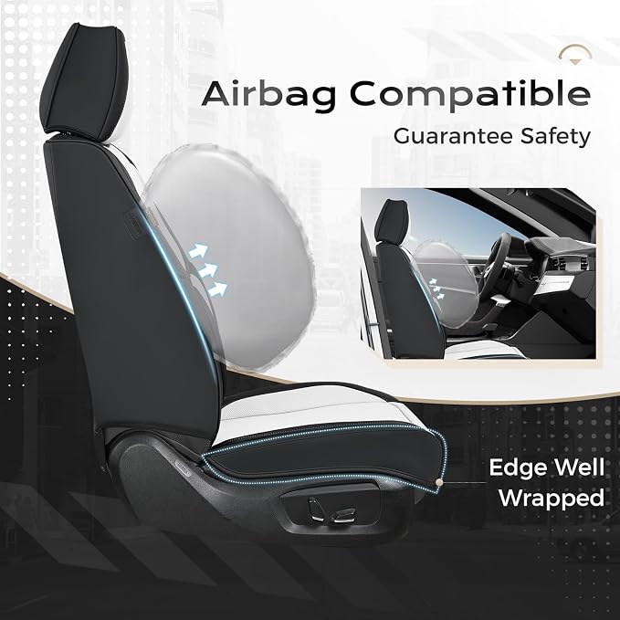 Coverado Car Seat Covers, Seat Covers for Cars, Waterproof Leather Auto Seat Protectors, Leather Car Seat Cushion, Car Interiors Accessories Universal Fit for Most Cars