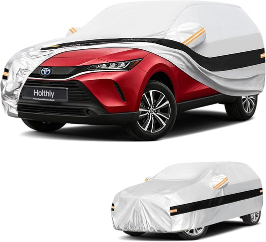 10 Layers SUV Car Cover Custom Fit for Toyota Venza (2008-2026), Waterproof All Weather for Automobiles, Outdoor Full Cover Sun Dust Rain Protection with Cotton. Silver