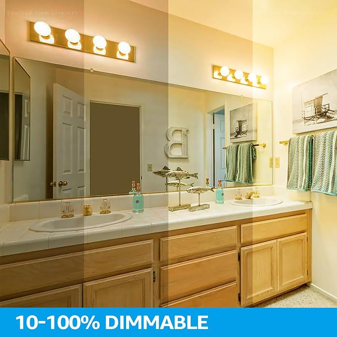 TORCHSTAR 6-Pack G25 LED Light Bulbs, 5W 450LM, Dimmable, 3000K | UL Listed, 40W Equivalent Warm White Vanity Globe Round Bulbs, E26 Base Decorative Bulb, for Bathroom Vanity or Mirror