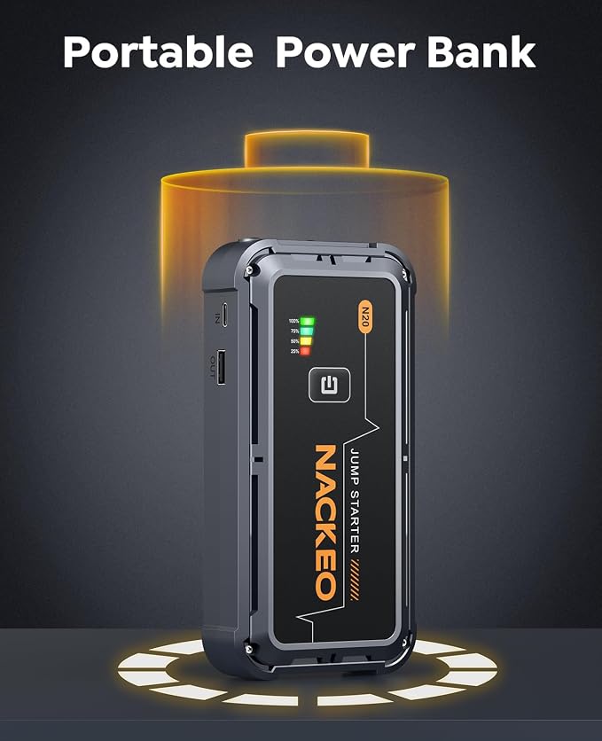 Car Jump Starter 7000A Car Battery Jump Starter Portable Pack for Up to All Gas and 10.0L Diesel Engine 12V Jump Box, Jump Pack, Battery Booster with Jumper Cable, Lights,Storage Case, Compact