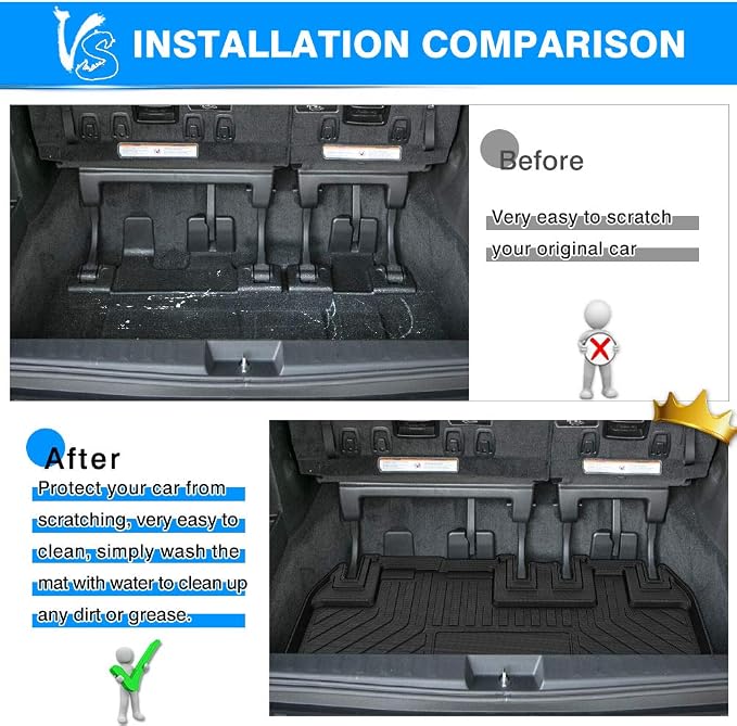 Sienna Cargo Liner - Trunk Mat for Toyota Sienna 2011-2019, All Weather Cargo Mat for Sienna Accessories, Only fit NO Power Folding 3rd Row Seats