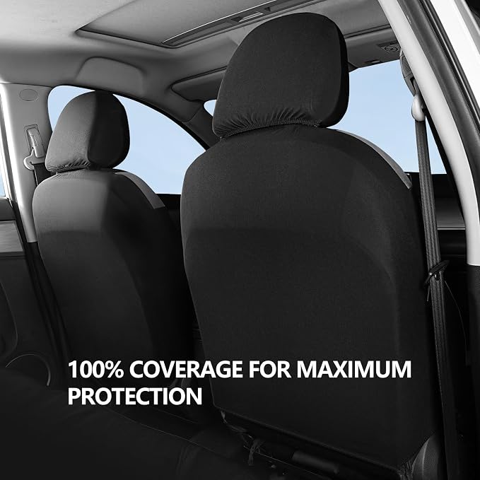 HChengkikz Front Car Seat Cover, Cloth and Washable (Black + LightGray) | Breathable, Airbag compatible, Easy to Install, Universal Fit for Most Cars, Sedans, Truck, SUVs