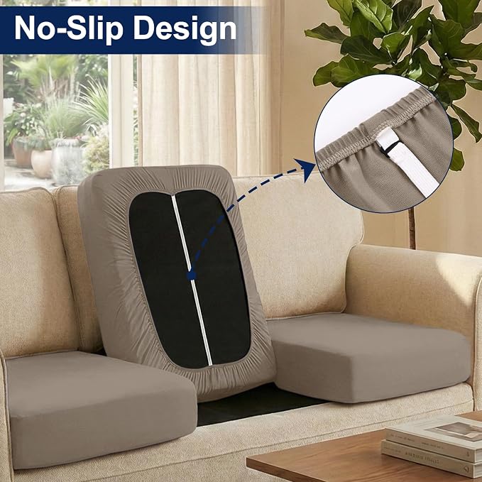 Smiry Waterproof Patio Cushion Covers, Stretch Outdoor Furniture Covers | Couch Slipcovers Replacement, Washable Furniture Protector, UV-resistant Sofa Chair Seat Cover for Outdoor and Indoor, 14 Pcs