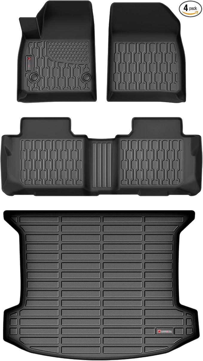 Floor Mats & Cargo Liner Compatible with 2017-2025 Cadillac XT5 Cargo Mat, Full Set All Weather Protection 1st, 2nd Row Car Liners & Trunk Mat, Black