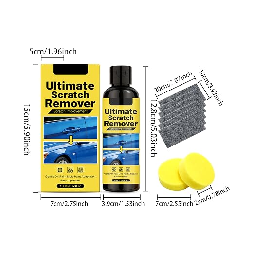 Nanopolix Scratch Remover for Car, 2-Pack Scratch Repair Kit for Automotive Paint, Clear Coat Scratch Remover Compound, Easy DIY Car Scratch Repair with Sponge & Cloth