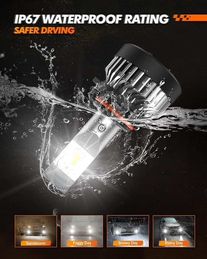 SEALIGHT 9006 Fog Light Bulbs or DRL, 600% Brightness 9006 HB4 Fog Lights Led for Car, 6500K Cool White Strong Penetration, 50,000 Hours Lifespan 20000RPM Turbo Fan, Pack of 2