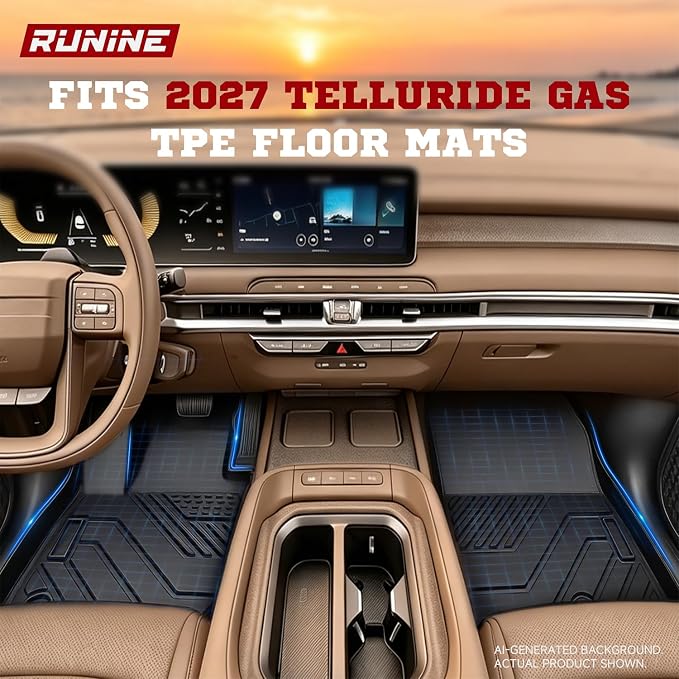 Floor Mats for 2027 Kia Telluride Gas Only (Not for Hybrid) 7&8 Seater TPE Custom Car Floor Mats Full Set Trunk Mat with Backrest Mat All Weather 2027 Kia Telluride Accessories