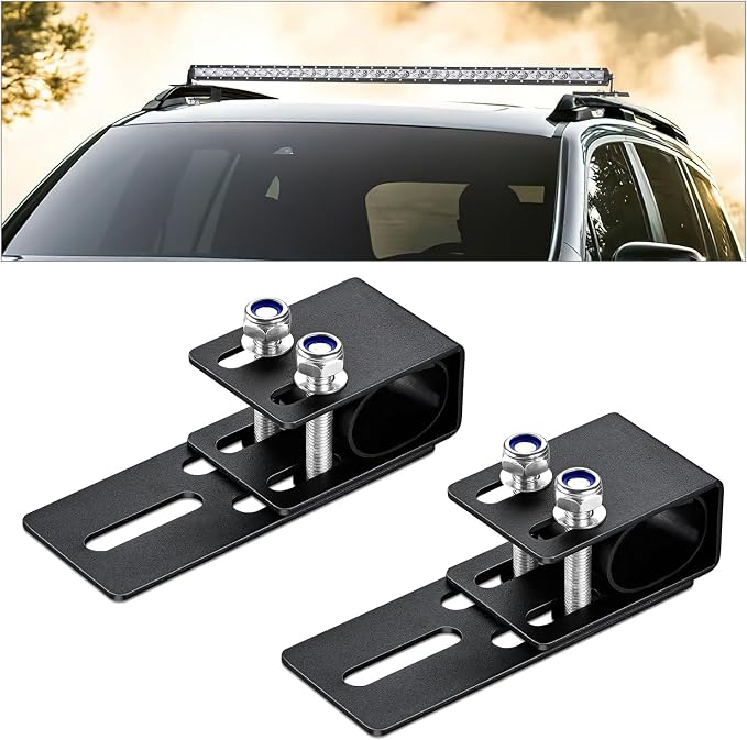 Nilight LED Light Bar Bracket Non-Slip Light Clip Mounting Brackets for SUV, Off-Road, Vehicles with Luggage Racks Black