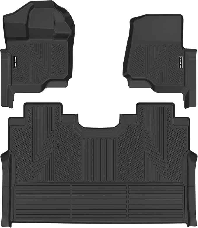 Floor Mats for Ford F150/F-150 2015-2024 2025 SuperCrew Cab (Includes 22-24 Lightning Models) All Weather Protection TPE Rubber Floor Liners Accessories, Odorless Anti-Slip, 1st & 2nd Row, Black