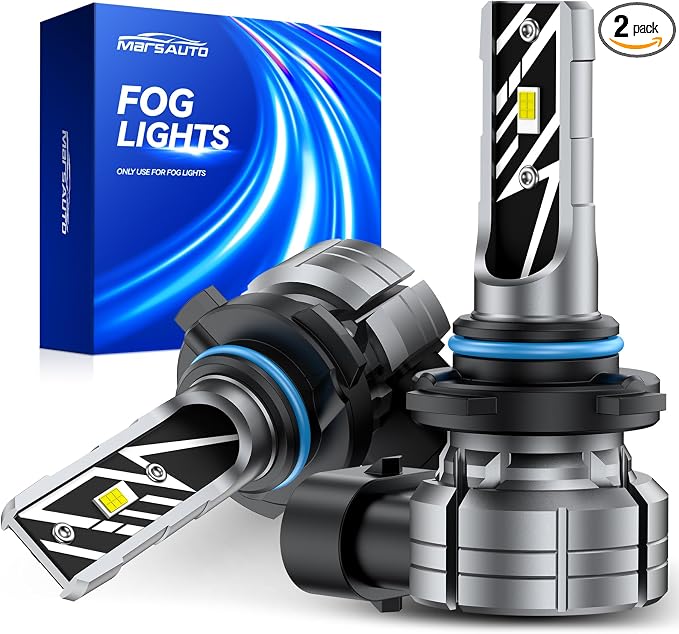 Marsauto 9145 H10 LED Fog Light Bulbs, 14,000LM 6500K Cool White H10 9140 9145 LED Bulb Fog Lights, Non-Polarity, 70000HRS Lifespan 9145 Fog Light Bulbs for Fog Lights and DRL, Pack of 2