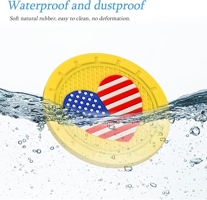 AUCELI 4 Pack Car Cup Holder Coasters, Colored American Flag US Flag Insert Car Cup Coaster, 2.75 Inch Anti Slip Shockproof Embedded Drink Mat, Vehicle Interior Decor Accessories