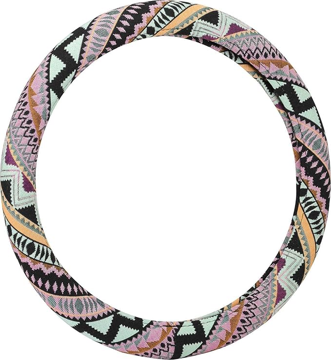 Valleycomfy Boho Steering Wheel Covers for Women Cloth Bohemian Universal | 15 inch Baja Blanket Enthic Maya