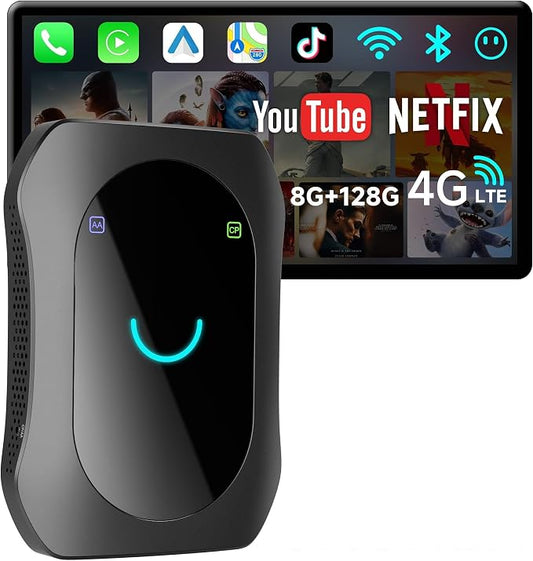 Magic CarPlay Box, Wireless CarPlay Adapter Supports for Netflix/YouTube/TF Card, AI Box Carplay, Plug & Play, Drivechat with AI Skills, Dual WiFi, Bluetooth, Fits for OEM Wired CarPlay Cars
