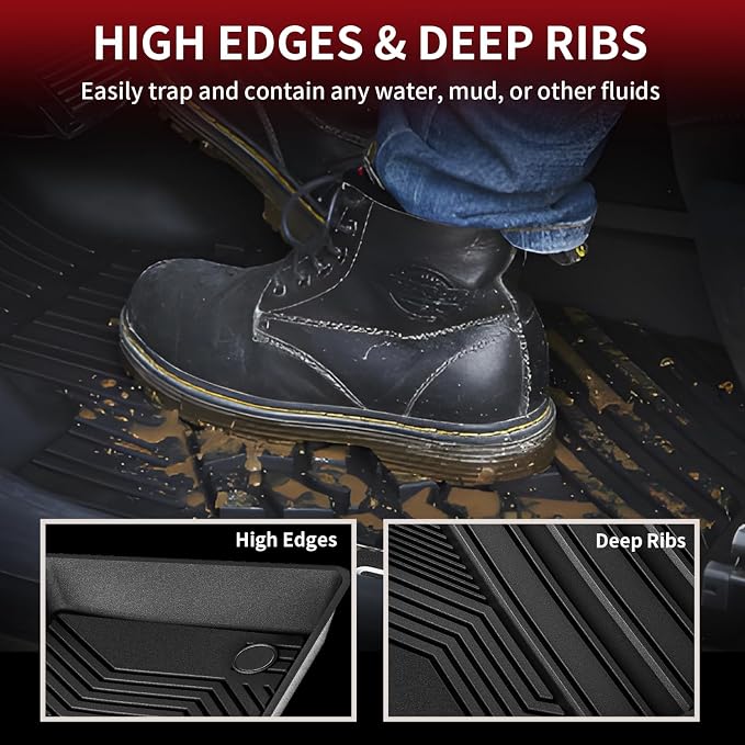 LASFIT Floor Mats for Toyota Camry 2024-2018 FWD Only (Not Fit Hybrid or AWD), All Weather Custom Fit Floor Liner for Camry L/LE/SE/TRD/XLE/XSE Front & Rear 2 Row Car Mats, Black