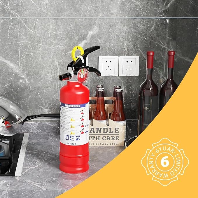 Ougist Pro Fire Extinguisher for Home, 1-A:10-B:C, Dry Chemical, 4 Pack | 2.5 Lb Dry Chemical Set for Small Household, Kitchen and Garage Fires with Quick-Release Handles for Easier Use