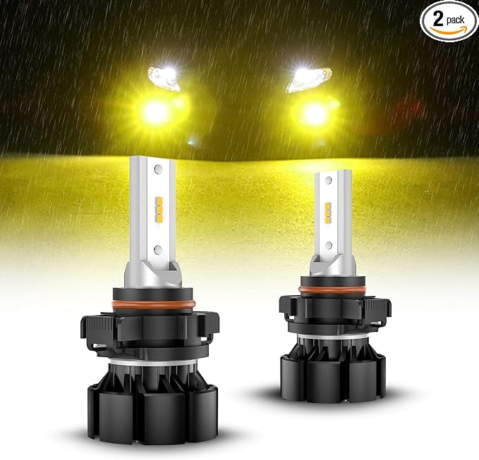SEALIGHT 5201 5202 LED Fog Light Bulbs Yellow, 600% Brightness 5201 PS19W PS24W Fog Lights LED, 3000K Yellow Strong Penetration 5201 LED Fog Bulbs Replacement for Cars,Trucks(Pack of 2)