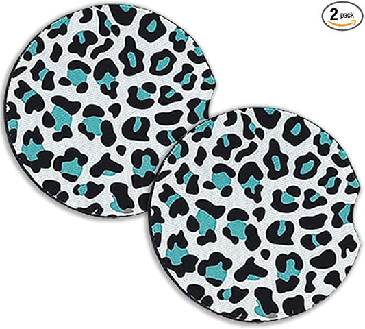 WOCOCN Cute Cup Holder Coasters for Your Car with Fingertip Grip, Auto Accessories for Women & Men,Pack of 2(Green)