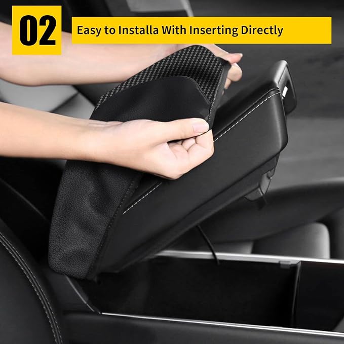 AOMSAZTO Carbon Fiber Armrest Covers for 2012 2013 2014 2015 Honda Civic Black