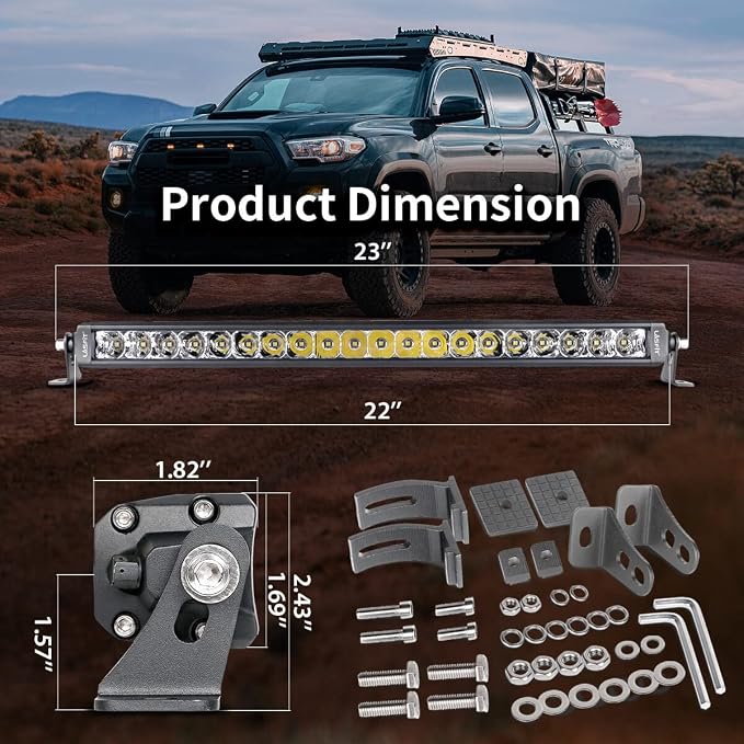 LASFIT 22 inch LED Light Bar, IP67 Waterproof Off Road Spot Flood Light Bar for Wrangler/Camry/Accord/Ranger/Explorer/ATV