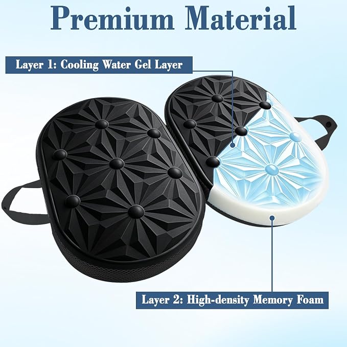 Cooling Gel Enhanced Memory Foam Seat Cushion, Desk Chair Seat Cushion, Office Chair Cushions, Foldable Portable, Back Sciatica Coccyx Tailbone Pain Relief, Driving Car Airplane Wheelchair Bleachers