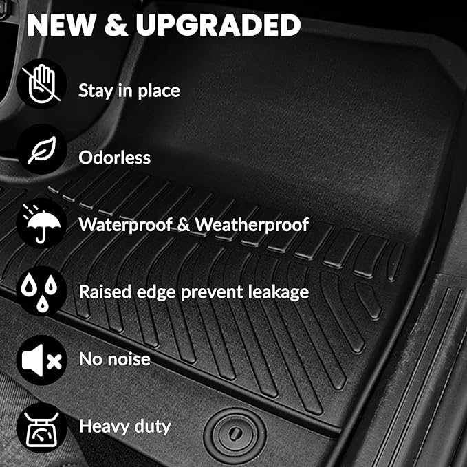 Auxko All Weather Floor Mats Fits for Ford Transit 2022-2026 TPE Liners All Season Accessories Guard Odorless Anti-Slip Floor Liners Trunk Tray for Ford Transit 2022-2026