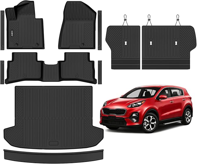 Naibeve Floor Mats for 2017-2022 Kia Sportage | All Weather Custom Fit Floor Mats, Cargo Mat, Backrest Mats, Door Sill Guards Interior Protector accessories